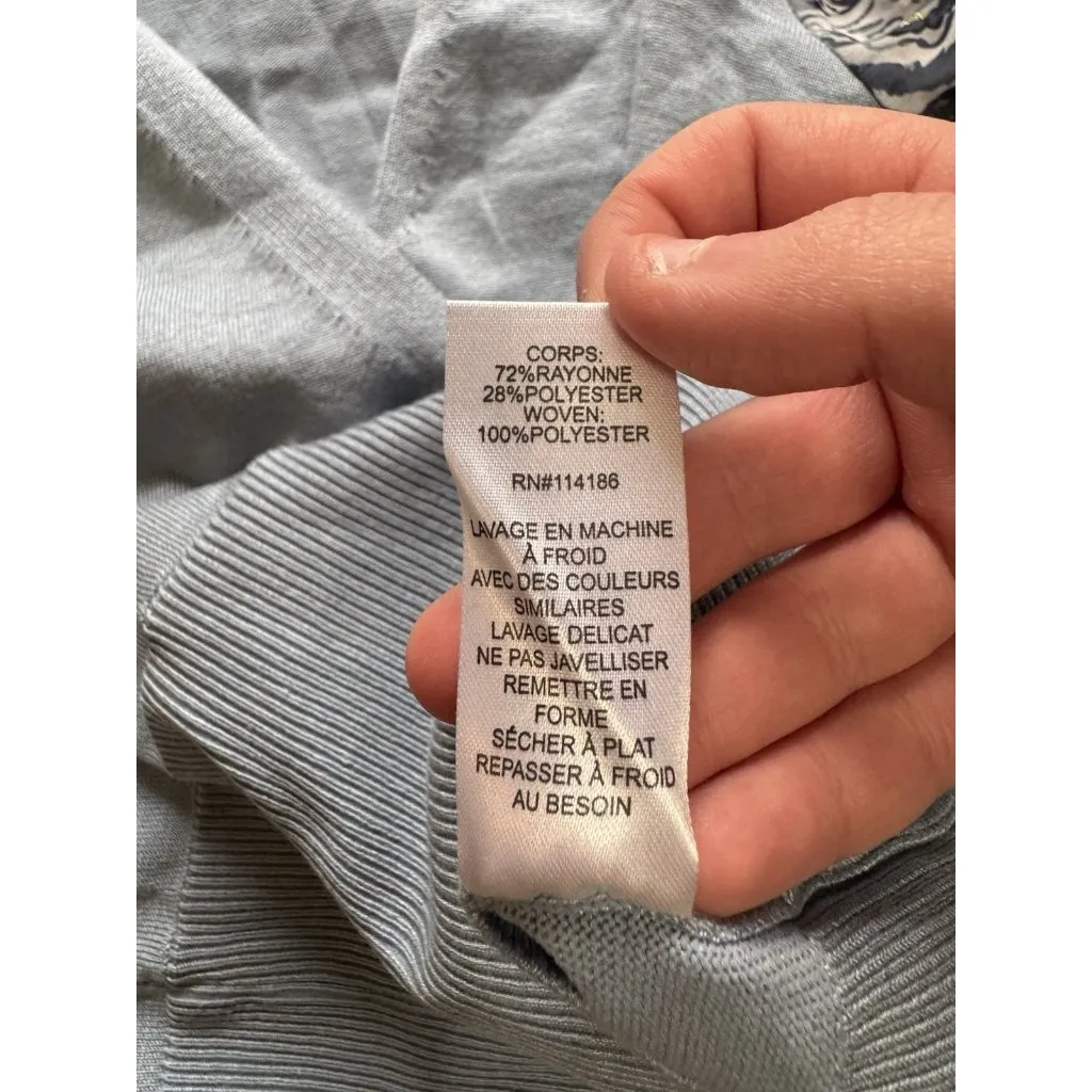 89th Madison Women Size Small Sweater Blouse Long Sleeves Floral Lightweight Blue - Image 9