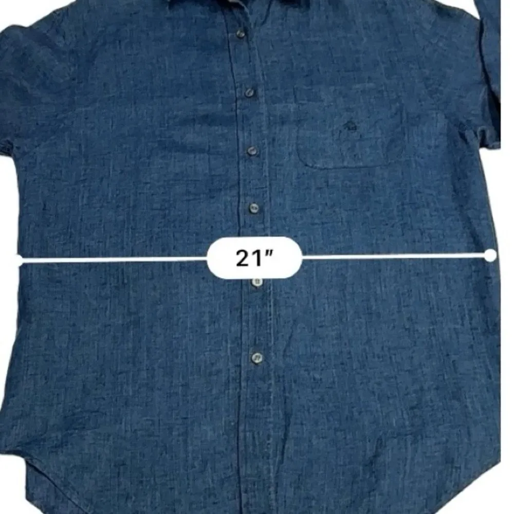 Lauren Ralph Lauren 100% Linen Long Sleeve Button Up Blue Top Blouse Size‎ M Size M - Image 7