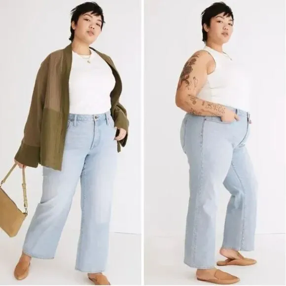 NEW Madewell Plus‎ Perfect Vintage Wide-Leg Crop Jean in Edmunds Wash, 28W - Image 3