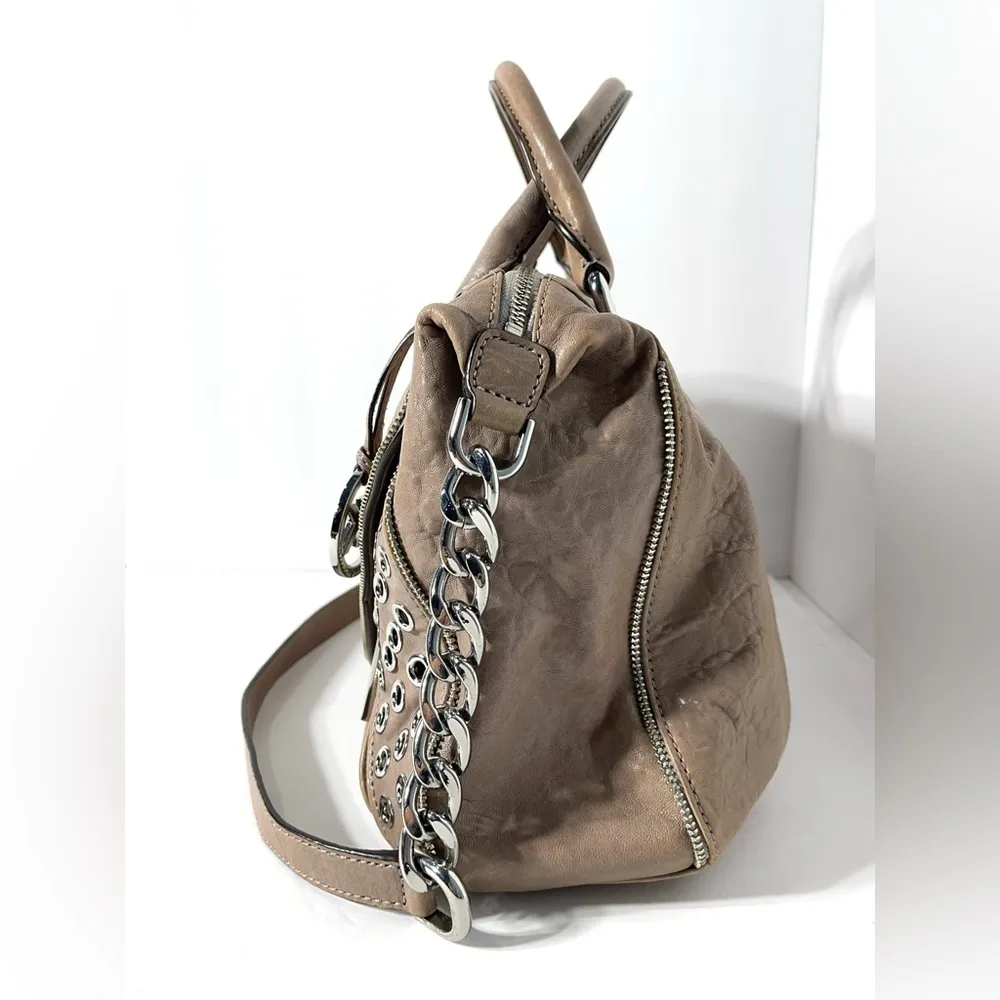 MICHAEL KORS Odette Grommet Brown Leather Satchel Bag - Image 8