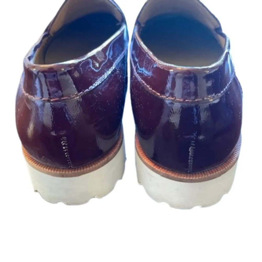Karl Lagerfeld Patent Leather Oxford Lug Sole Loafers Burgundy 6.5M - Image 7