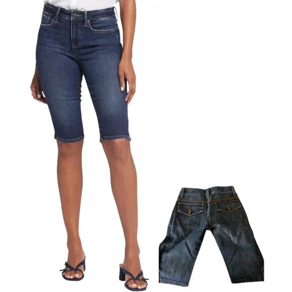 Pure color stone wash short jeans Blue Size 25 - Image 2