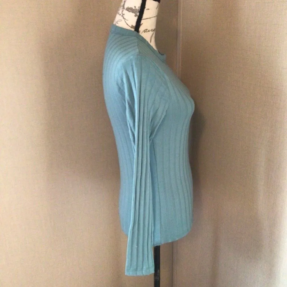 NWT A new day size extra small ribbed long sleeve blouse Teal color - Image 5