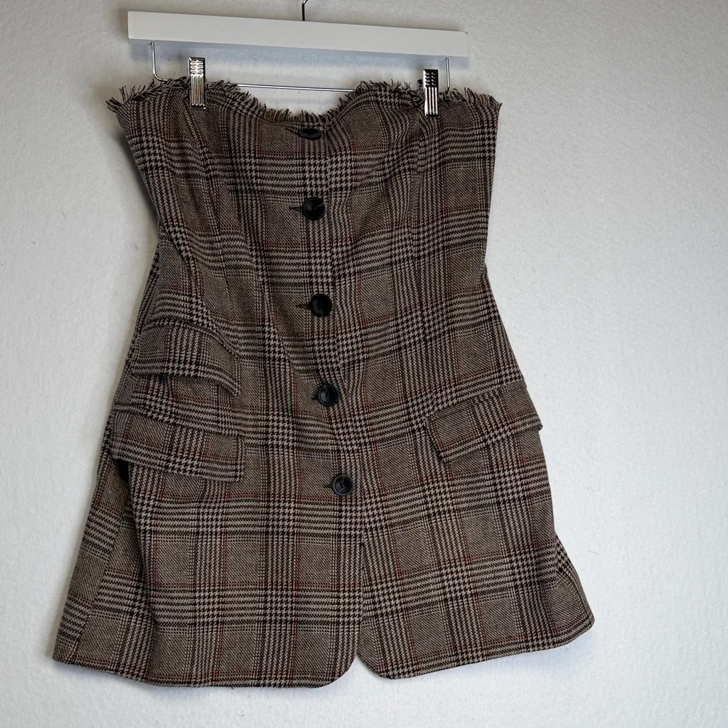 NWT Alohas Deva Houndstooth Strapless Vest Brown Size L - Image 3