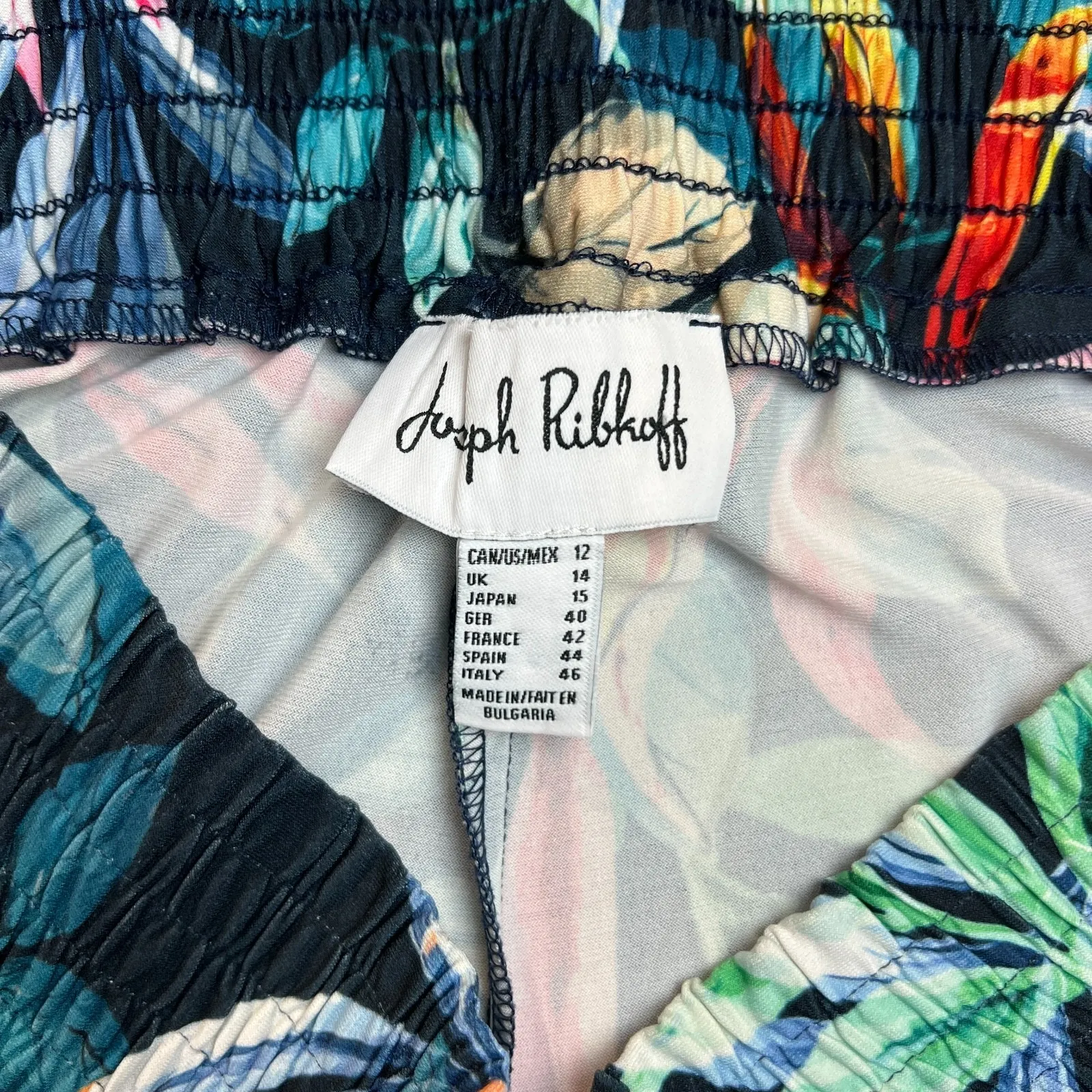 Joseph Ribkoff Pants Womens 12 Multicolor Floral Wide Leg Pull On Dressy Palazzo - Image 8