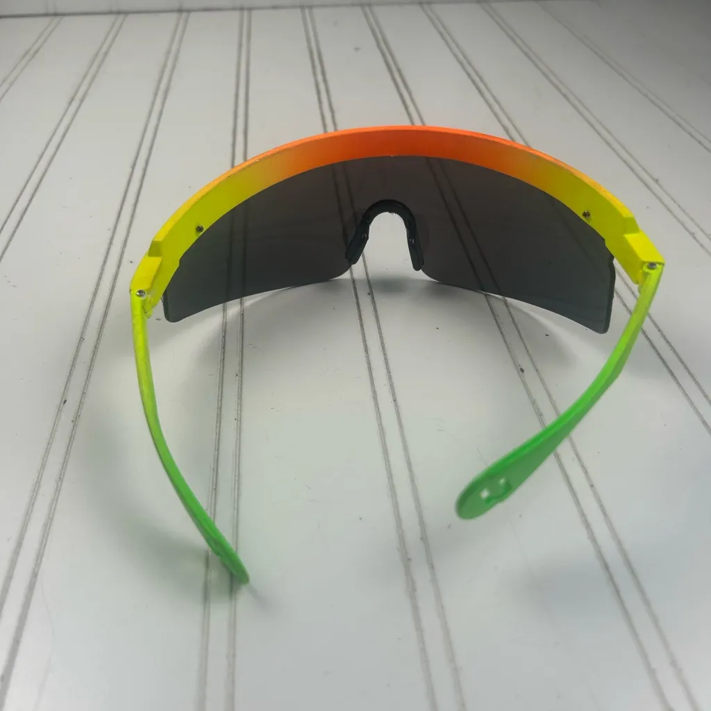 Sports Sunglasses Neon Wraparound Shield UV400 Unisex Yellow - Image 4