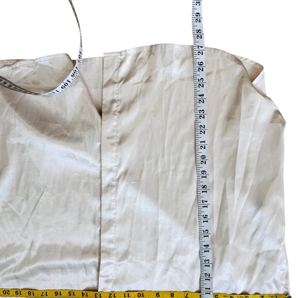 Daily Drills Ivory Champagne Button Down Long Sleeve Satin Resort blouse EUC - Image 12