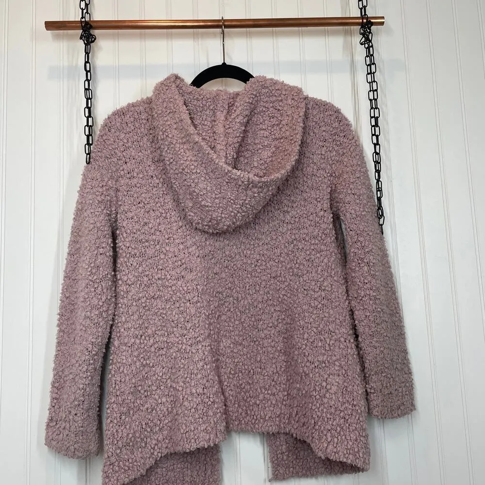Hippie Rose Dusty Rose Pink Plush Pocket Open Hoodie Cardigan Sweater Size XS - Image 3