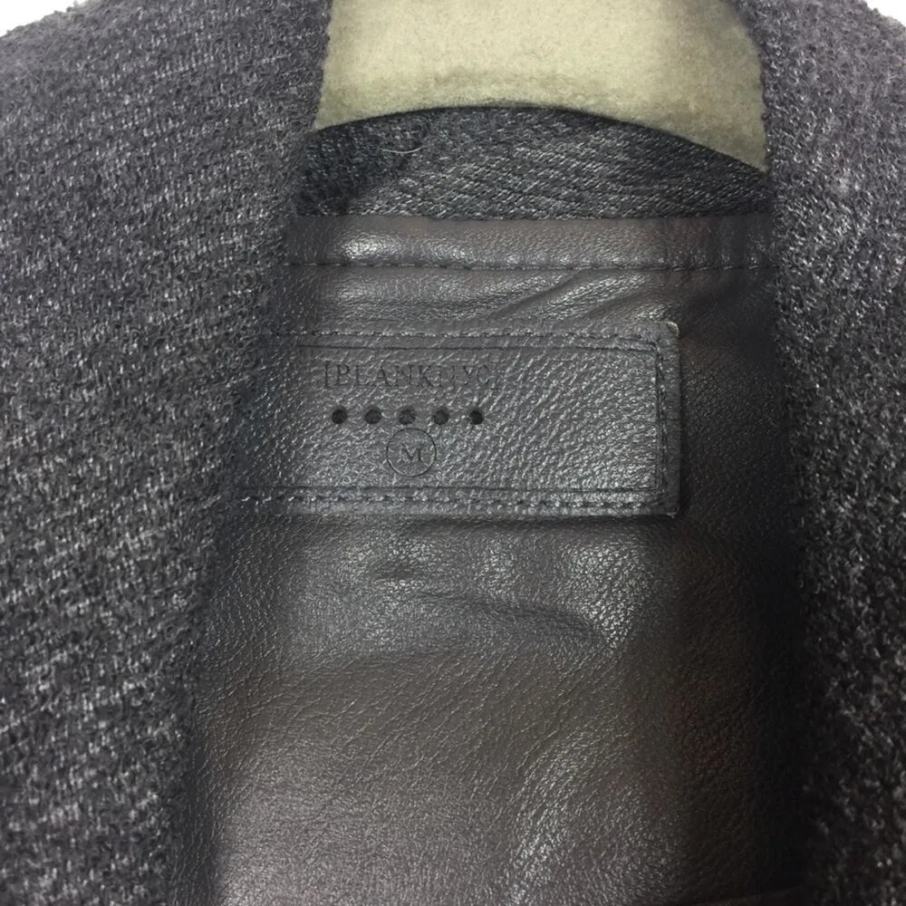 Blank NYC Private Practice Mixed Media Drape Zip Jacket Grey Medium Faux Leather - Image 6