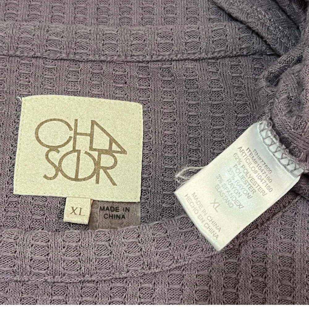 Chaser X-LARGE Purple Waffle Knit Thermal Button Cuff Pullover Long Sleeve Top - Image 8