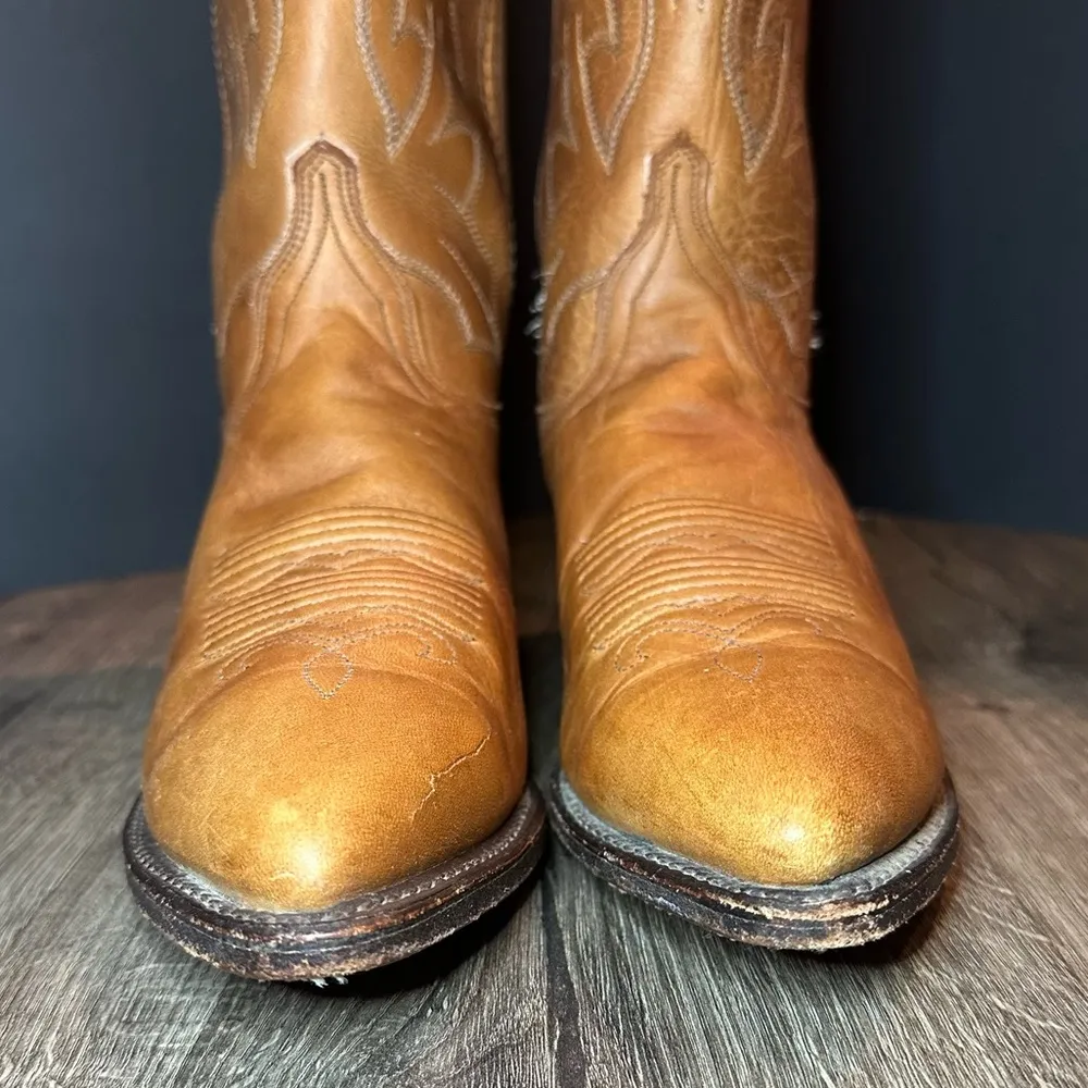 Dan Post  Vintage Brown Leather Cowboy Boots Women's 7.5 M Western Cowgirl Rodeo - Image 3