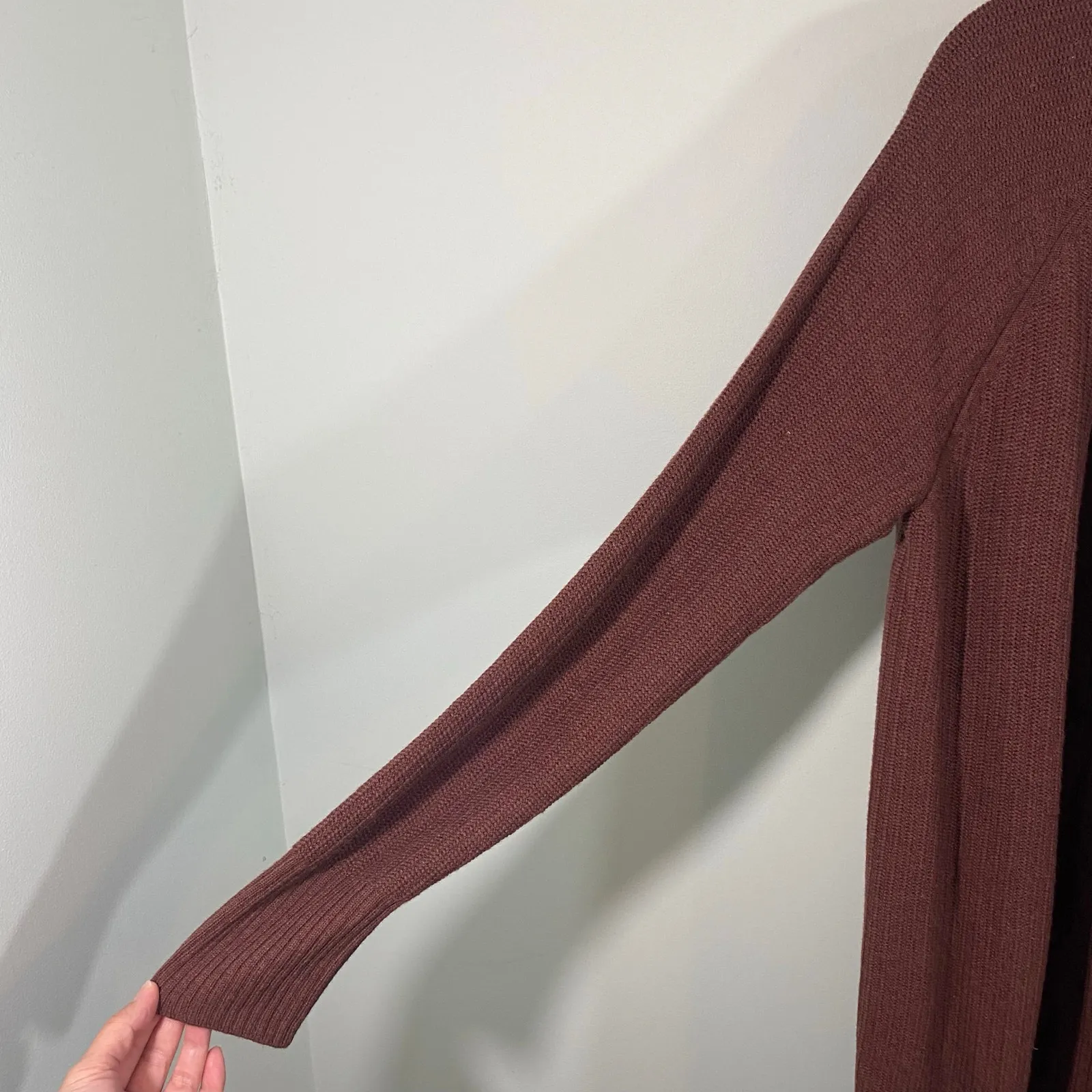 GAP Women Chocolate Brown Open Front Merino Wool Blend Cardigan Size MT NWT - Image 7