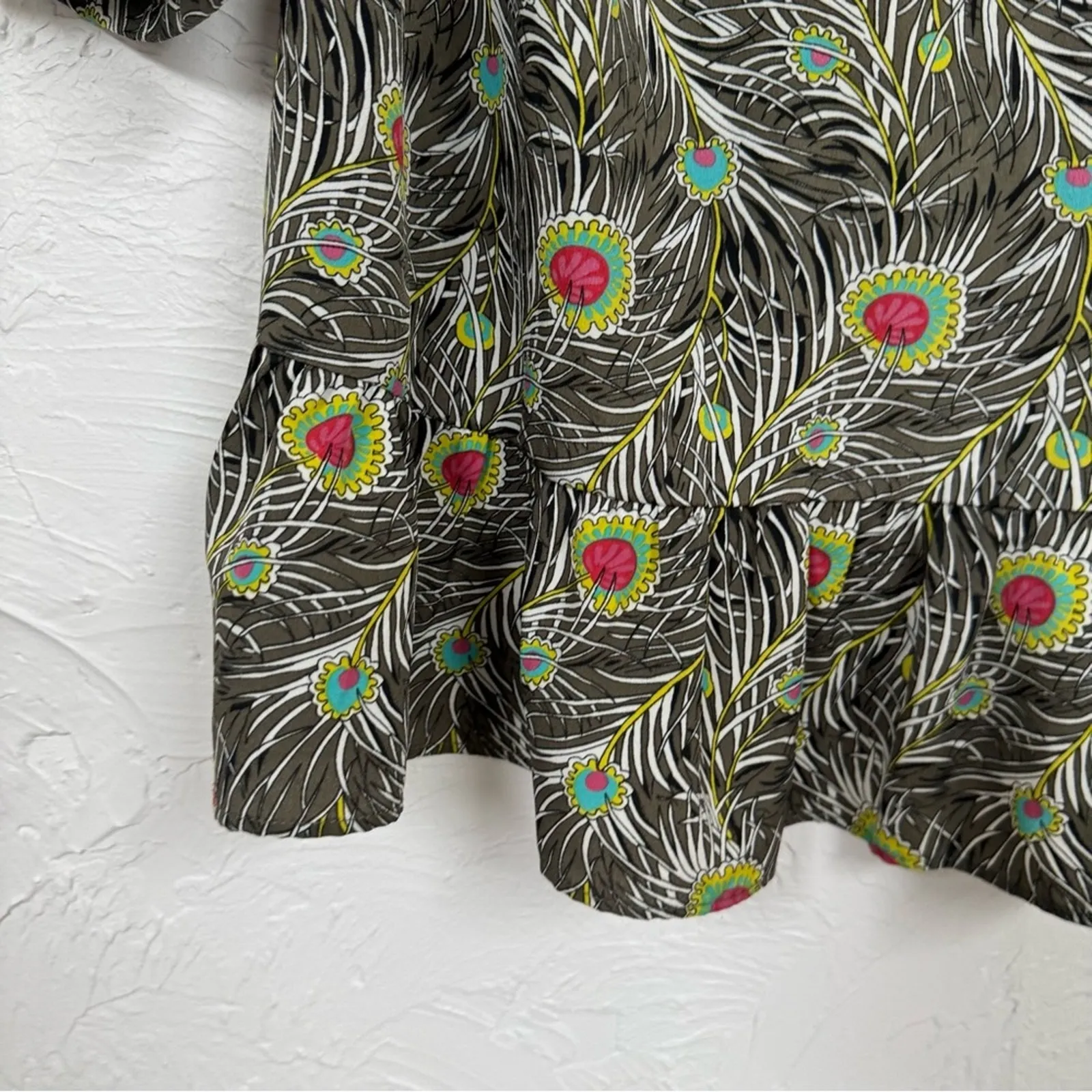 Liberty of London X Target Green Peplum 3/4 Sleeve Blouse Womens S Preppy Fall - Image 2