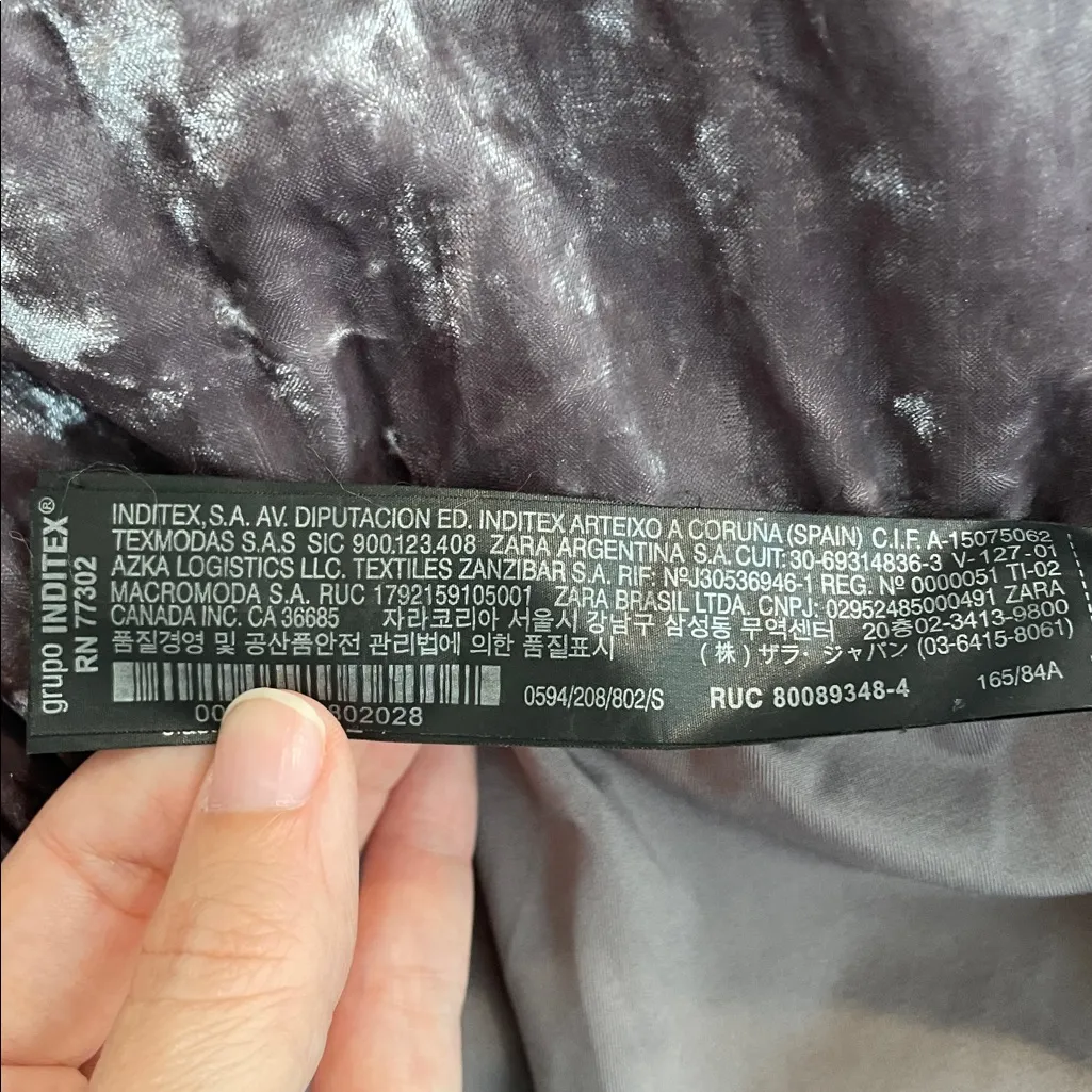 ZARA Crushed Velvet Deep V-Neck Crossover Wrap Front Bodysuit in Gray Size S - Image 7