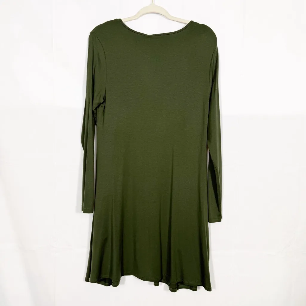 Betabrand Sweatshirt Travel Dress Silk Blend Long Sleeve Dark Olive Green - Image 4