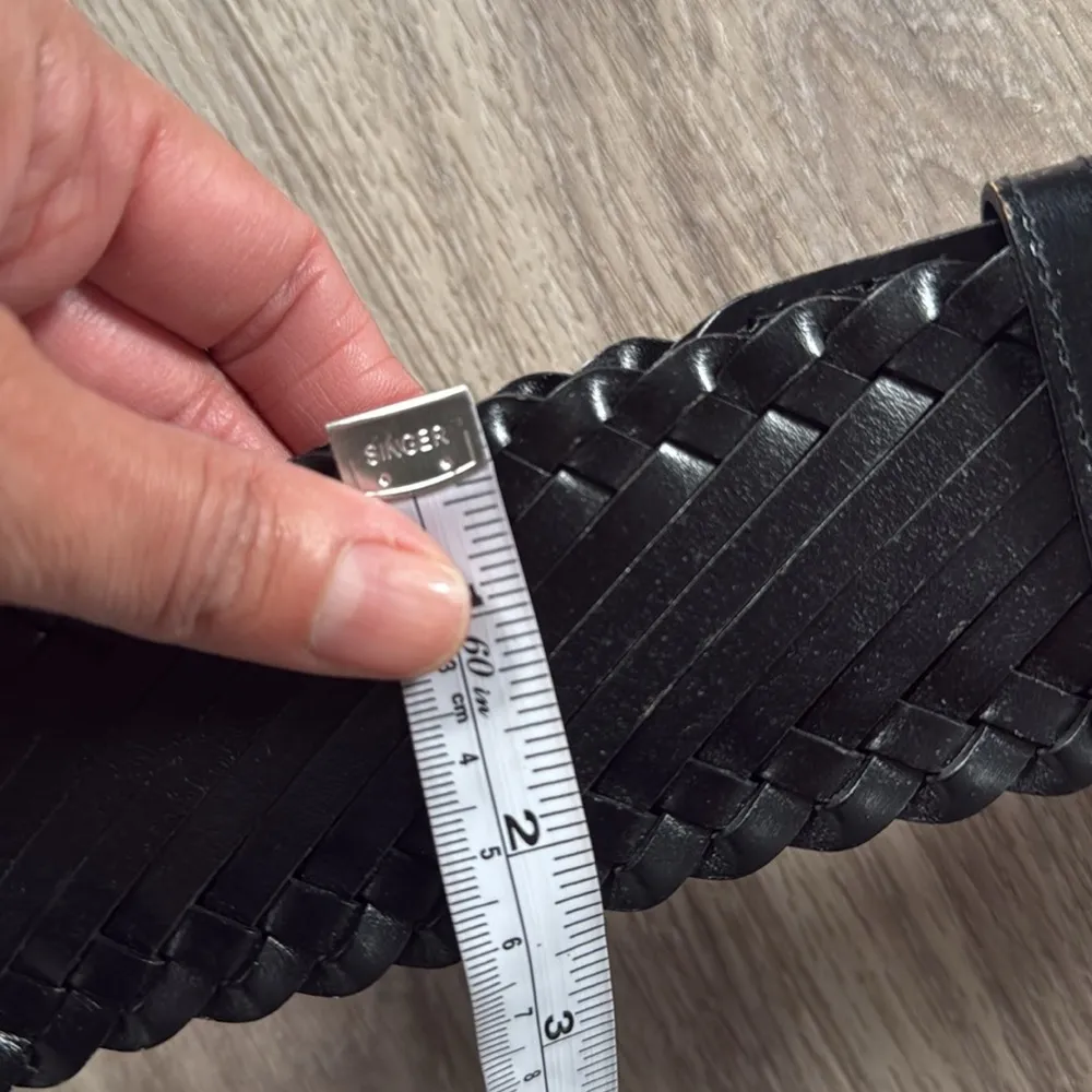 a.n.a Black Leather Braided Belt Medium with  Silver Hardware Wide Boho - Image 6