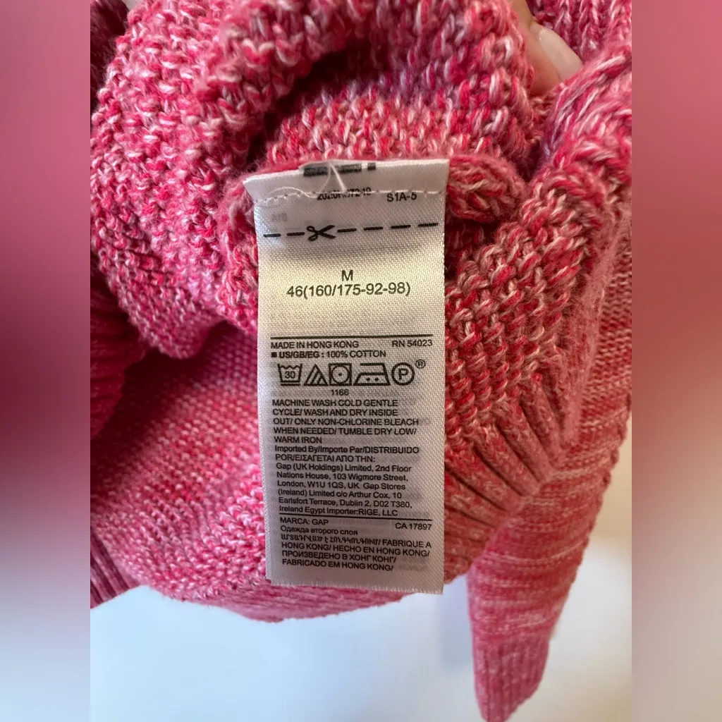GAP 100% Cotton Misty Rose Marled Sweater Split Hem Women’s Size Medium - Image 9