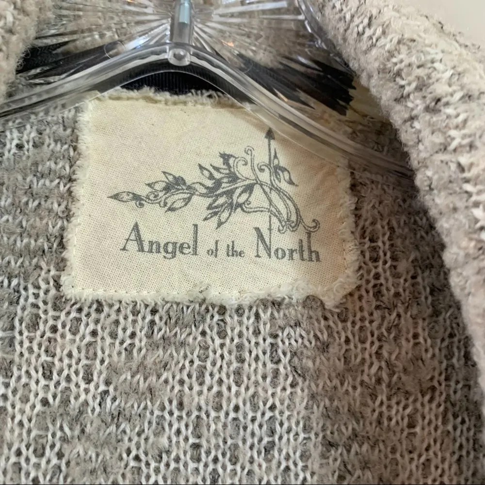 Anthropologie Angel Of The North Wool Blend Drape Open Tan/Cream/Gray Cardigan - Image 5