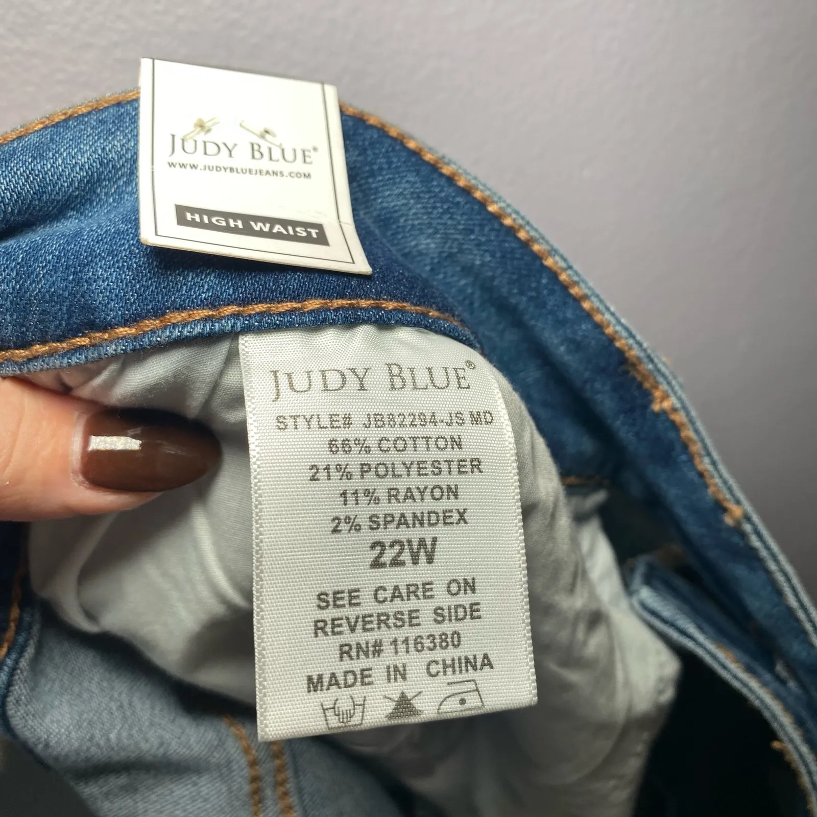 NWT Judy Blue Slim Fit Medium Wash Curvy Stretchy Jeans Women's size 22W - Image 10
