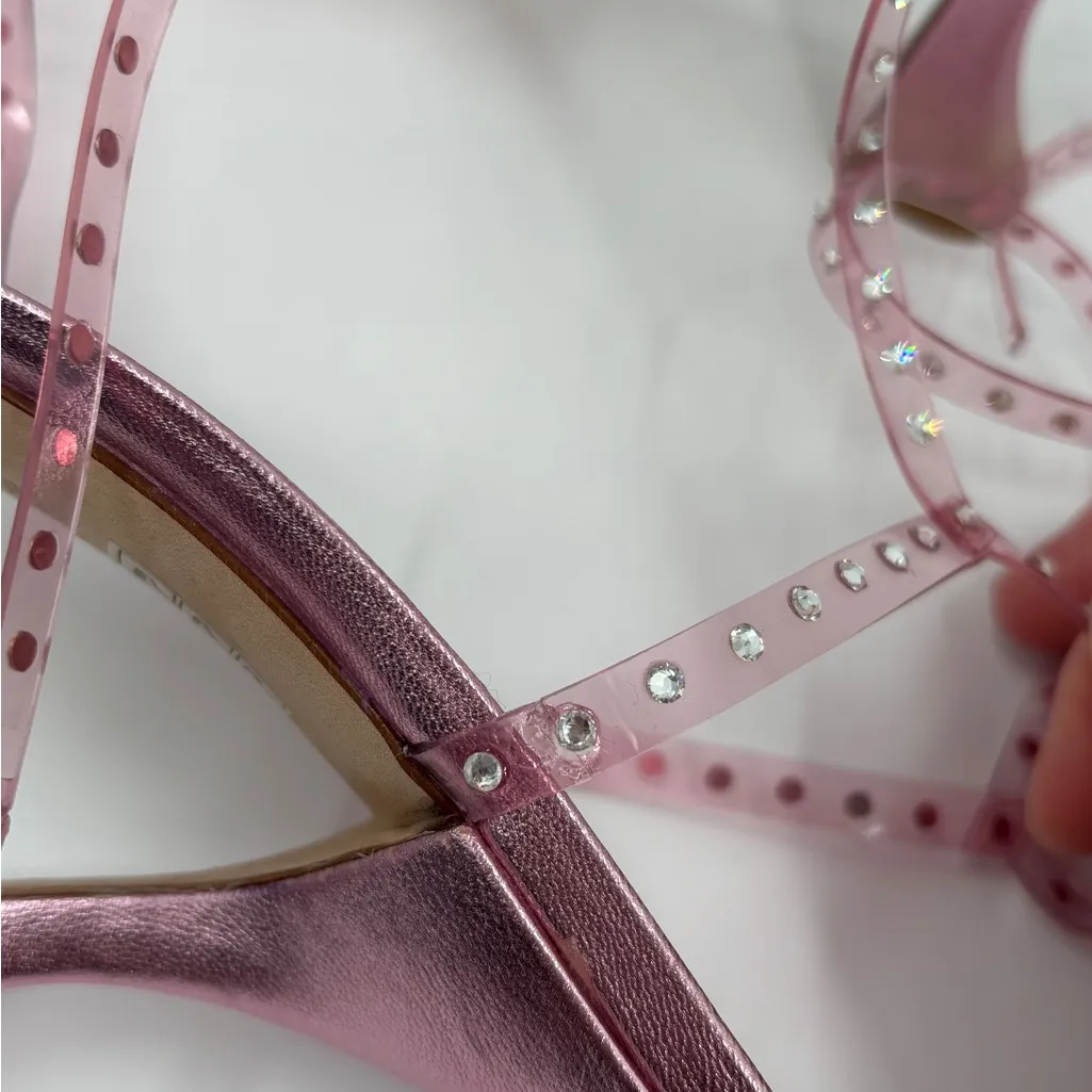 Stuart Weitzman Glam x Curve 100 Wrap Pump in Light Pink/Cotton Candy - Image 11