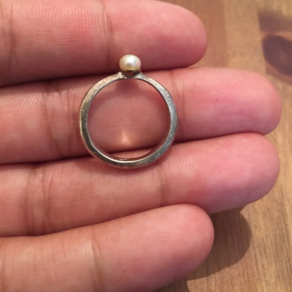 📍simple Faux Pearl Ring Silver - Image 3