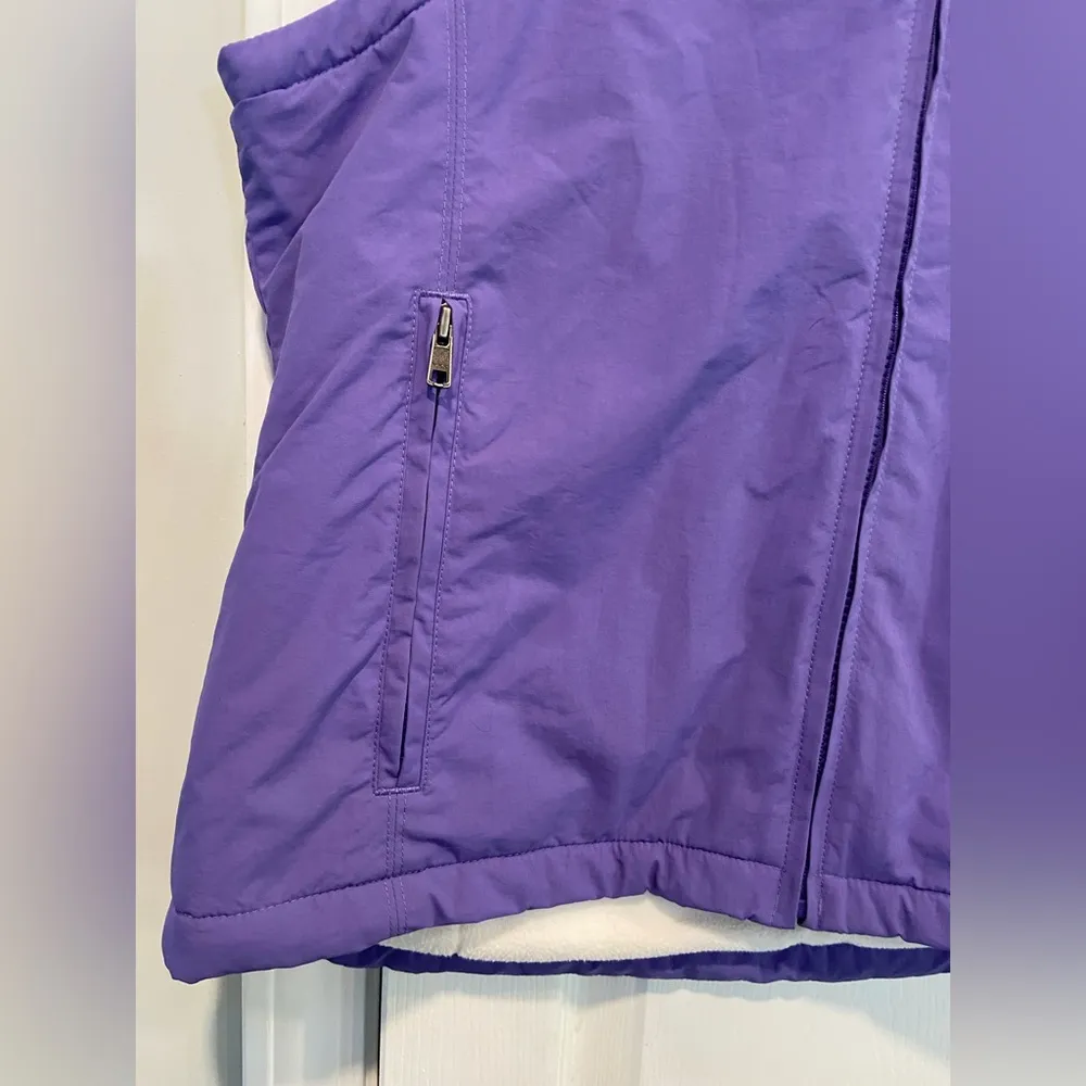 L.L. Bean Size M Purple White Full Zip Fleece Lined Soft Shell Vest Zip Pkckets Size M - Image 6