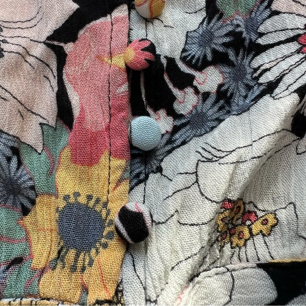 O'Neill Kyrie Twiggy Floral Romper Shorts xs black multi color flutter sleeve - Image 11