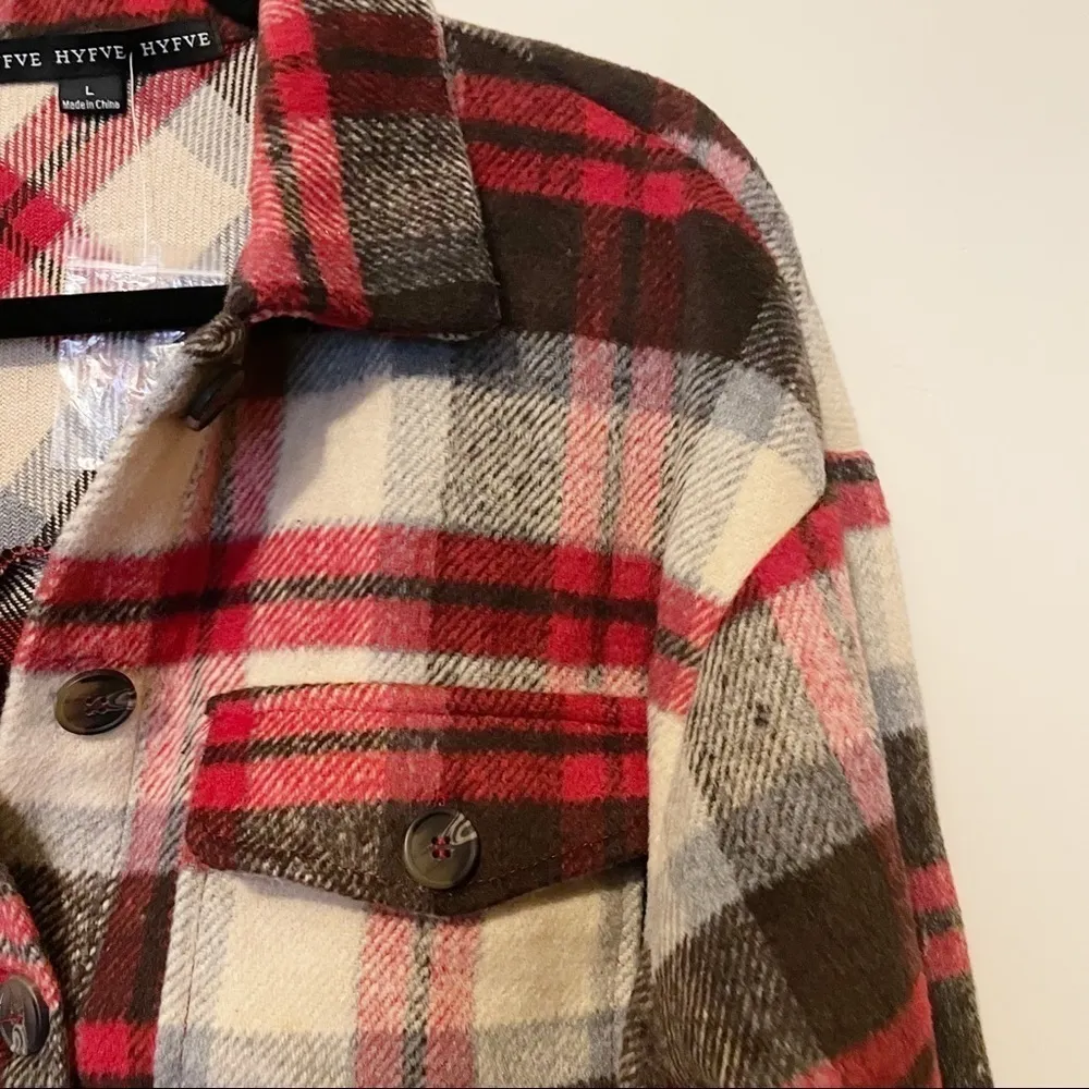 HYFVE HYFVF NWOT Red Plaid Western Shacket - Image 2