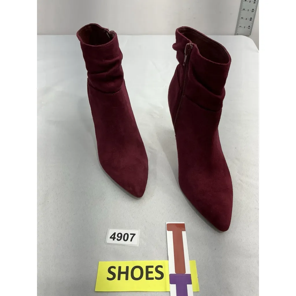 Womans XOXO Taylor Ankle Boots 6 M Maroon Side Zip Stiletto Heel Pointed Toe - Image 2