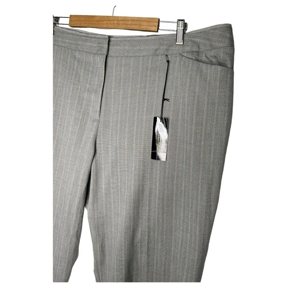 New Lane Bryant Pants Womens 24 Straight Leg Pin Stripe Slacks Trousers Gray - Image 13