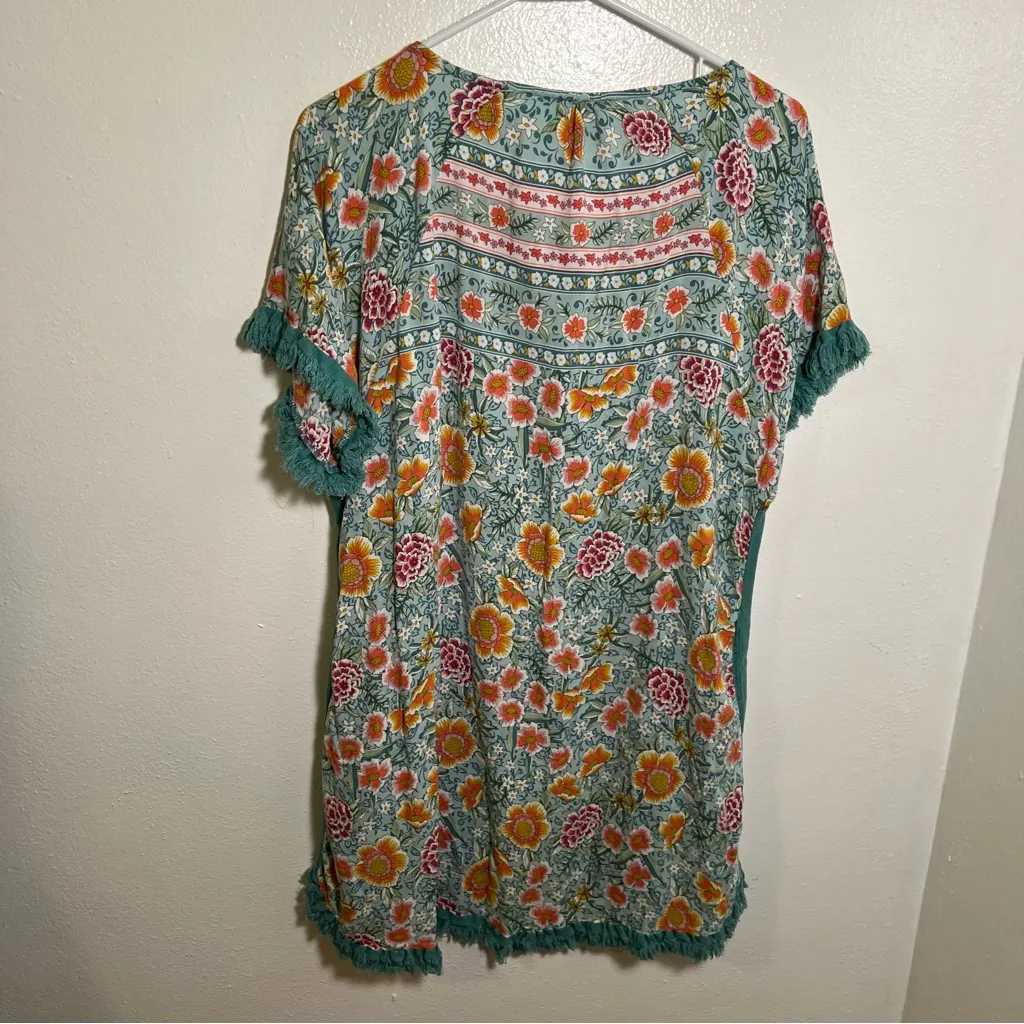 Umgee When Life Gives You Linen Midi Dress Mint Green Floral S - Image 8