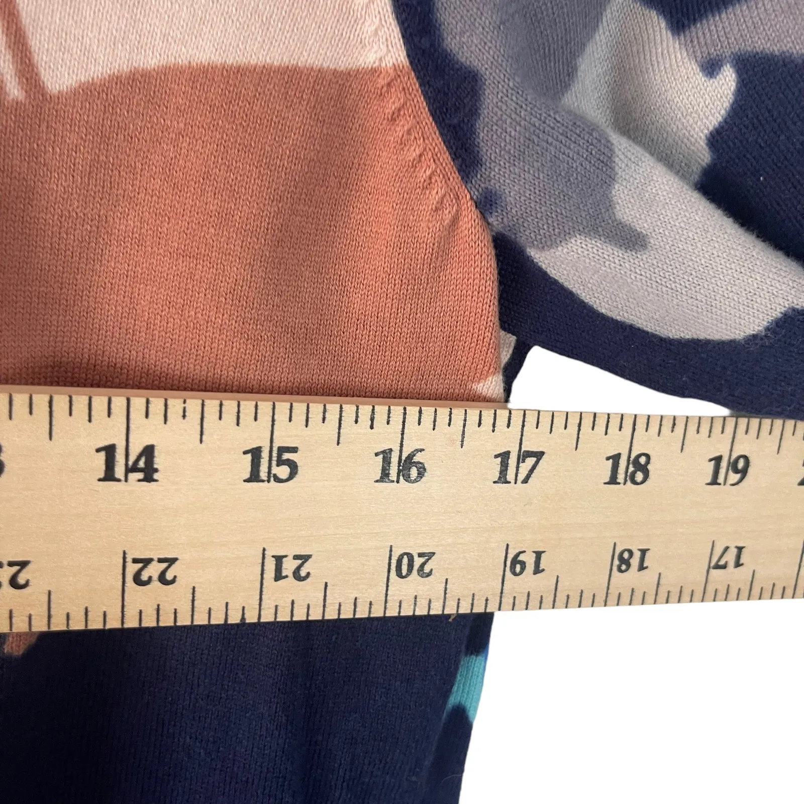 Lands'‎ End Women's Size Medium Supima Cotton Floral Blue Rib Knit Sweater - Image 6