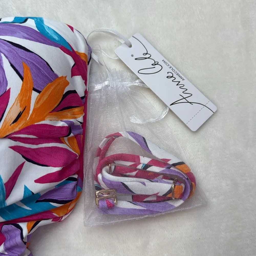 Anne Cole Women's Dance Floor Palm Twist Front Bandeaukini Swim Top- Size Medium - Image 6