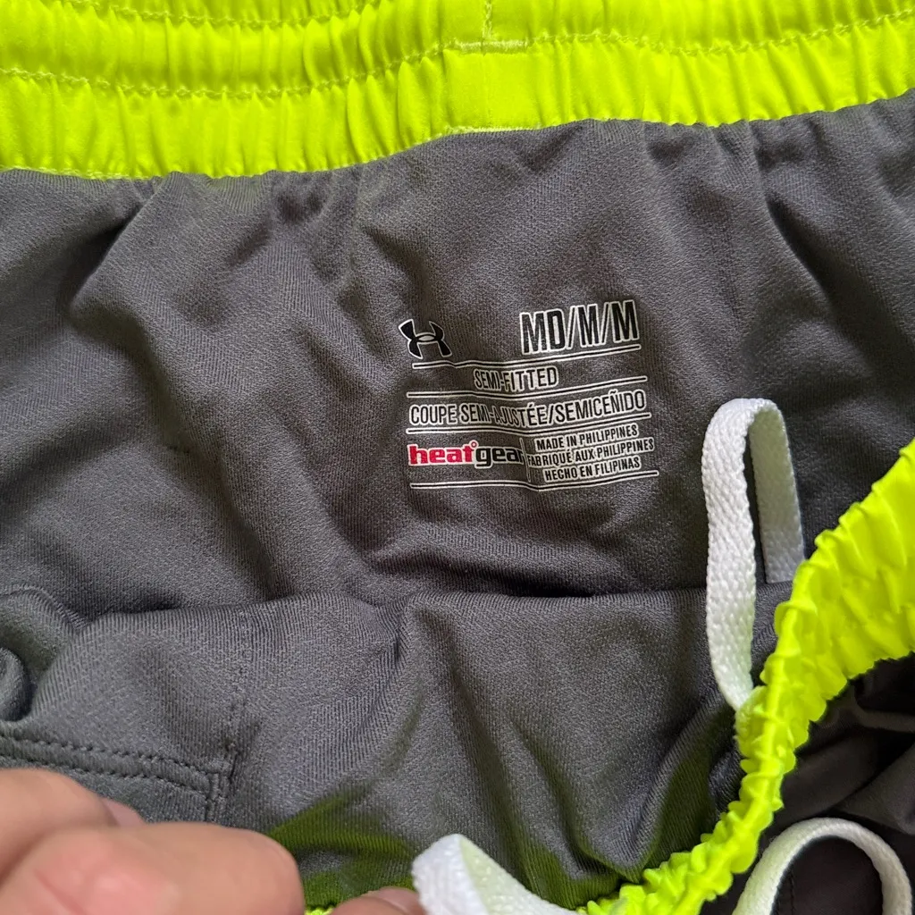 Under Armour Women's Athletic Shorts in Black and Neon Green - Image 2