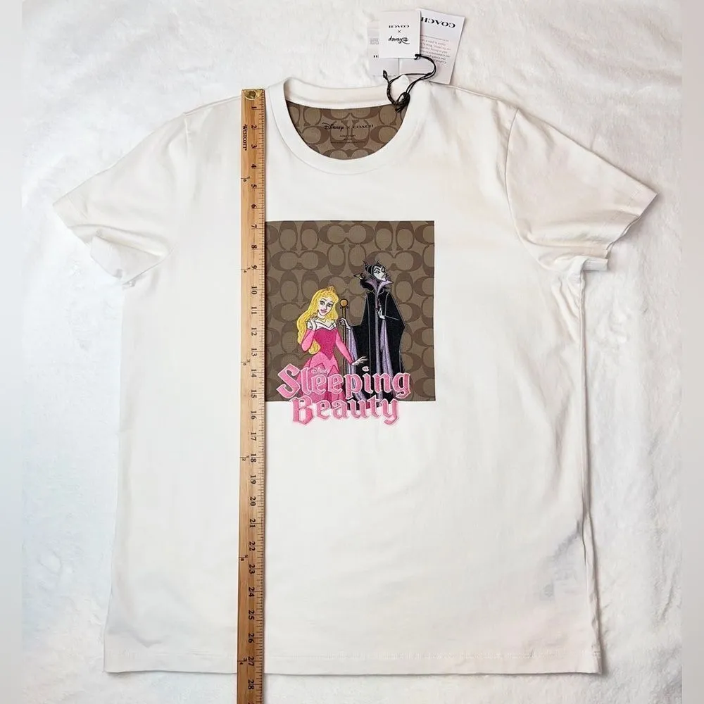 NWT Disney X‎ Coach Signature Sleeping Beauty T Shirt off white size L - Image 6