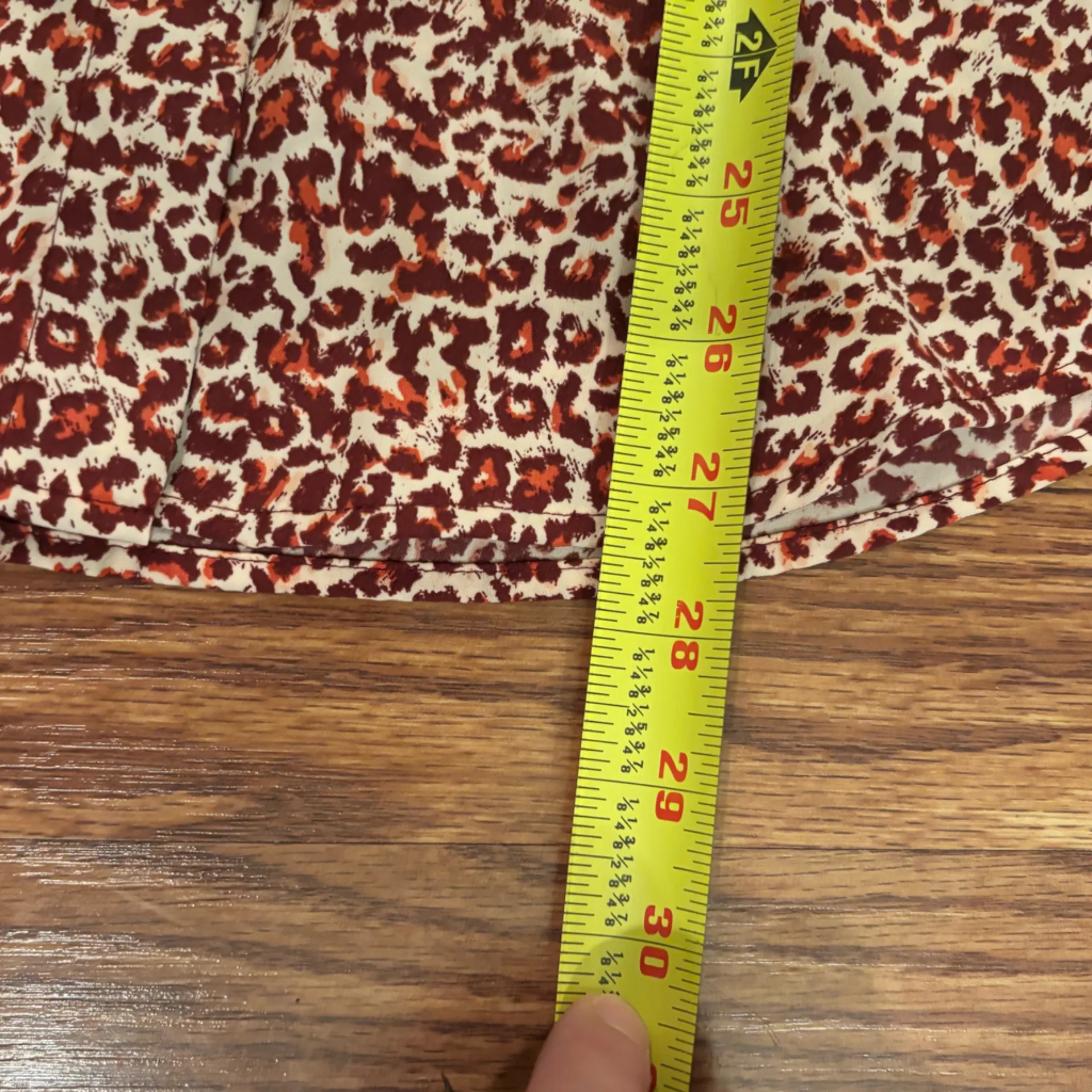 H&M Red Leopard Animal Print Button Down Shirt Sz 2 - Image 6