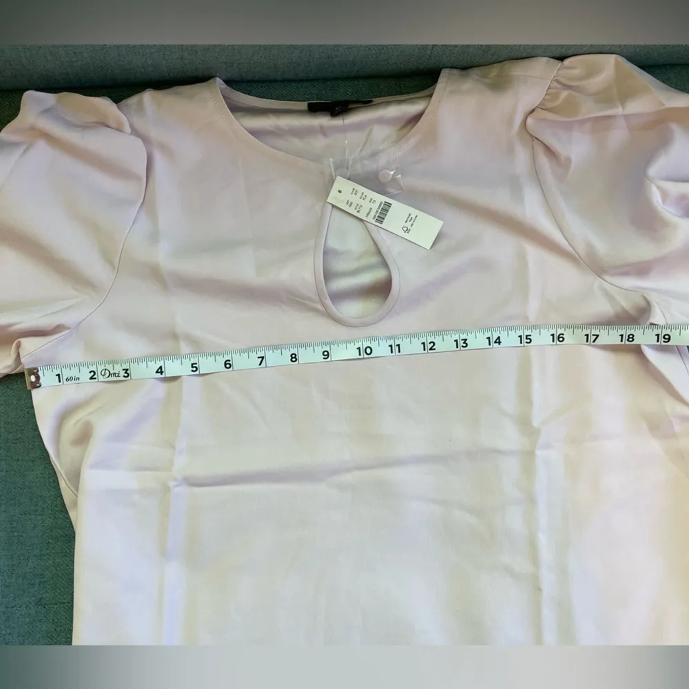J. Crew Puff Sleeve Satin Back Crepe Keyhole Top Blouse Light Pink Small Tall - Image 8