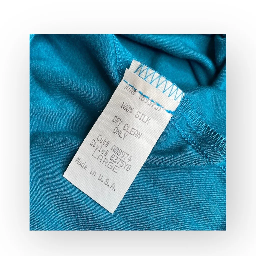 new Sky ☀︎︎ Etched Leather Corset Bodice Embellished Strappy Silk Top ☀︎︎ Teal L Blue Size L - Image 15