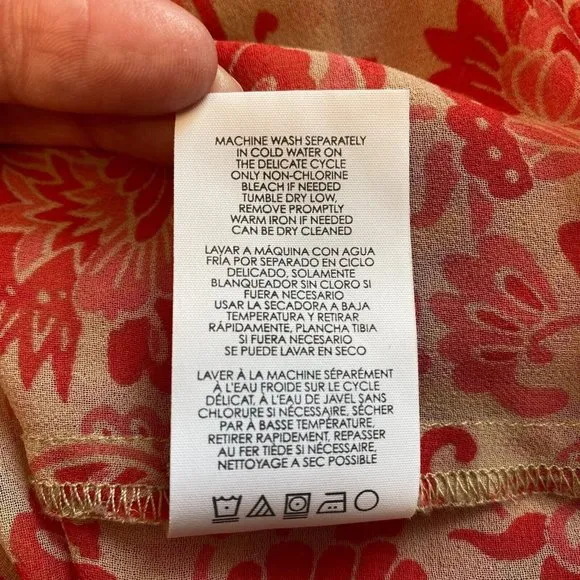 Cabi Vita Blouse Top‎ XS Pink Draped Cowl Neck Sheer Sleeveless Floral 5037 - Image 11