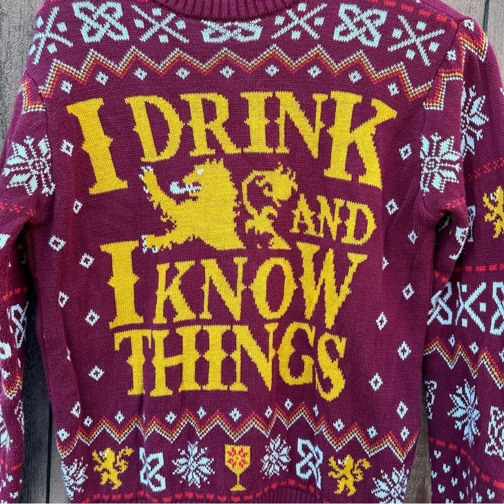 Game of Thrones Ugly Christmas Sweater size medium Red - Image 4