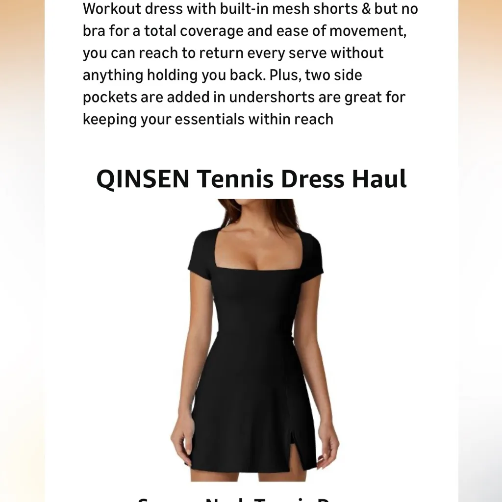 Womens Square Neck Tennis Dress Short Sleeve Built in Shorts nwt navy Small Blue - Image 11