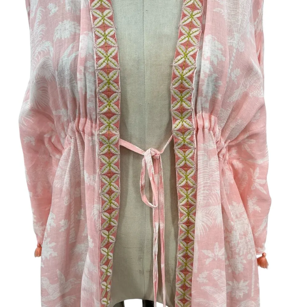 Spartina 449 Old‎ Field Beach Swim Cover Up Tassel Linen Blend Pink One Size - Image 6