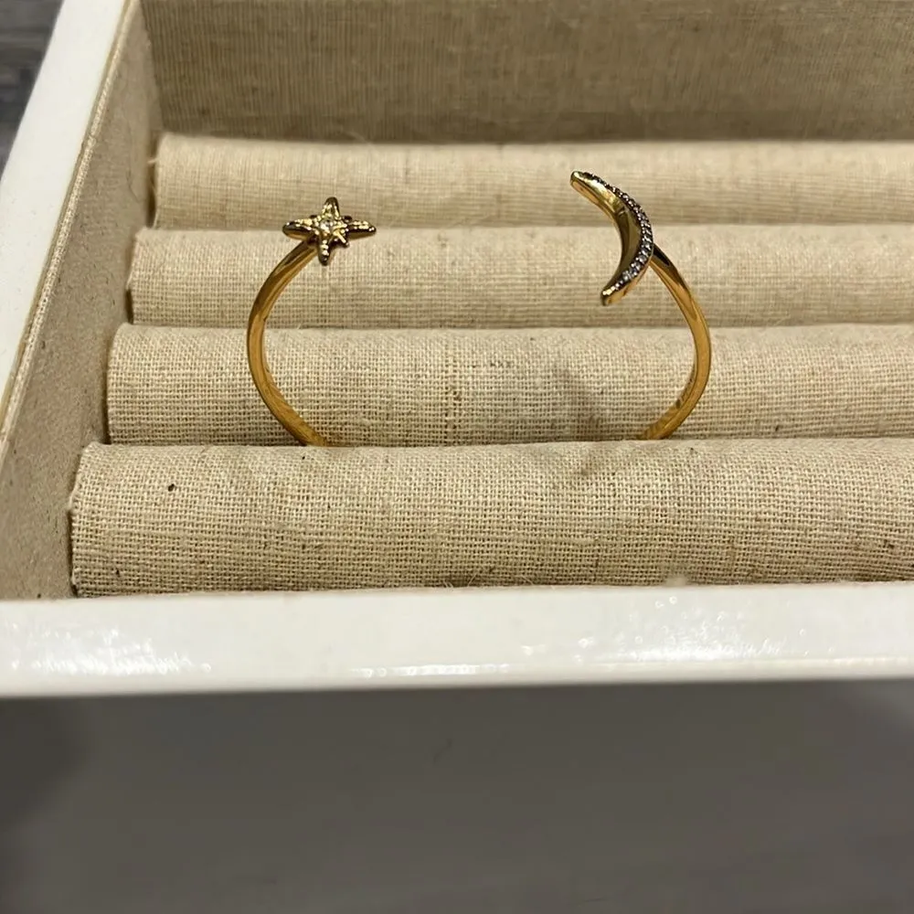 Stella & Dot celestial star crescent moon open gold bracelet - Image 3