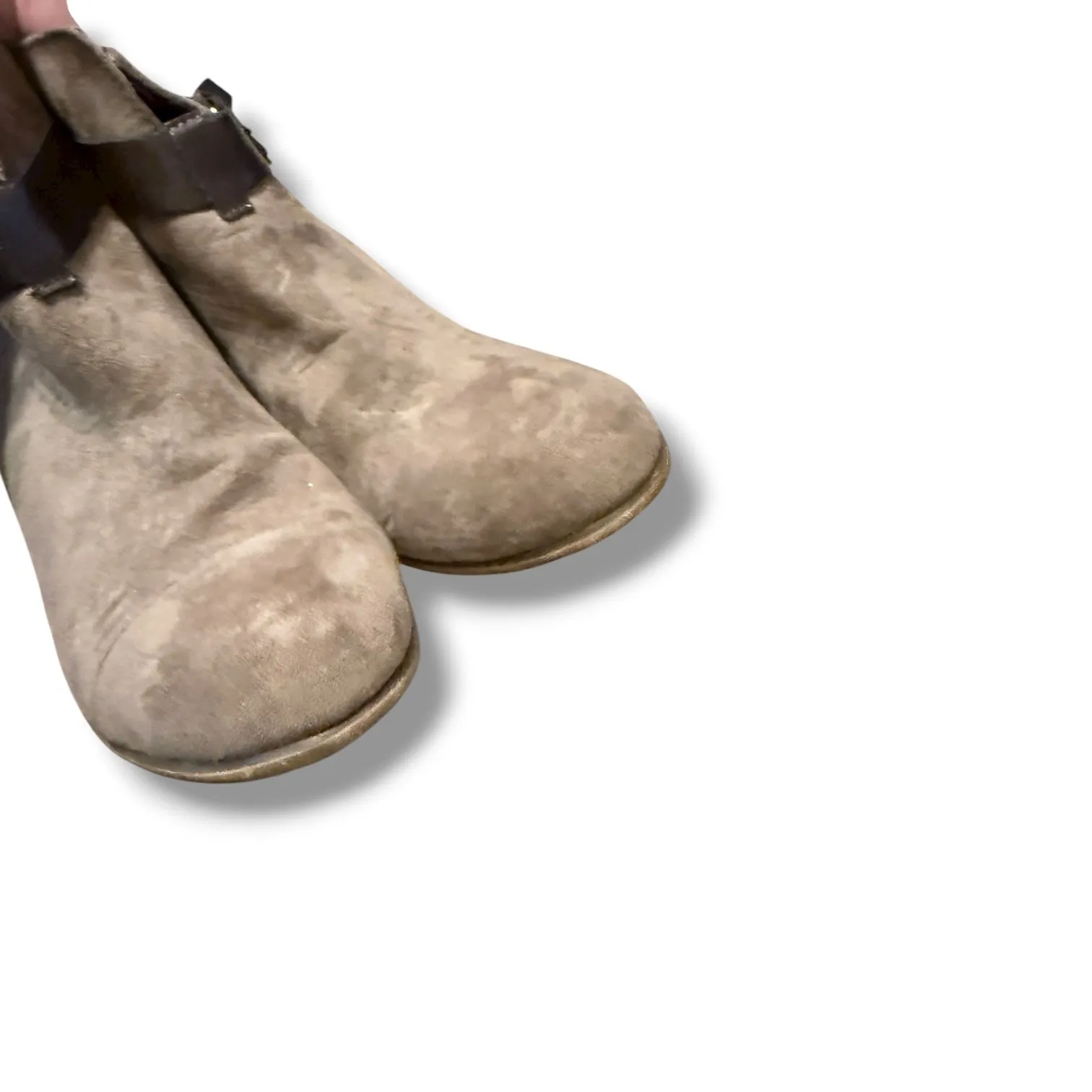 Carlos Santana Harvest Faux Suede‎ Ankle Boots 8.5 Taupe Block Heel Buckle Fall - Image 3