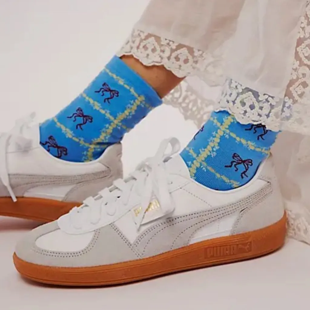 NWT Free People Tie A Bow Ankle Socks in Light Blue - Image 2