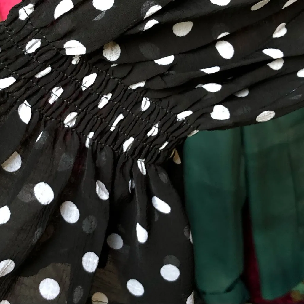 Nasty Gal XS ColdShoulder w/BowTies Black Dress with White Polka Dots NWOT! - Image 5