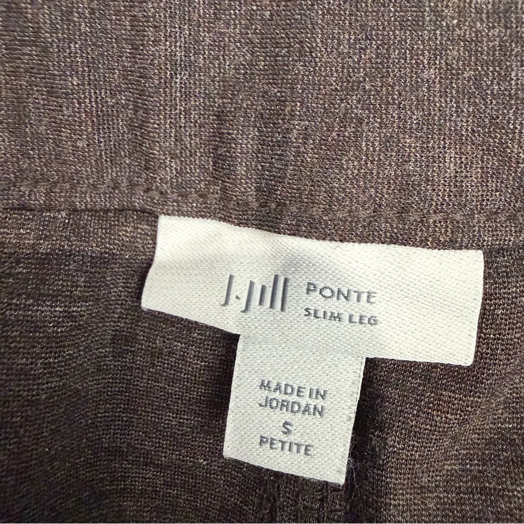 NWOT J. Jill Ponte Slim Leg Pants Pull On Patch Pocket Casual Brown Small Petite Size undefined - Image 3