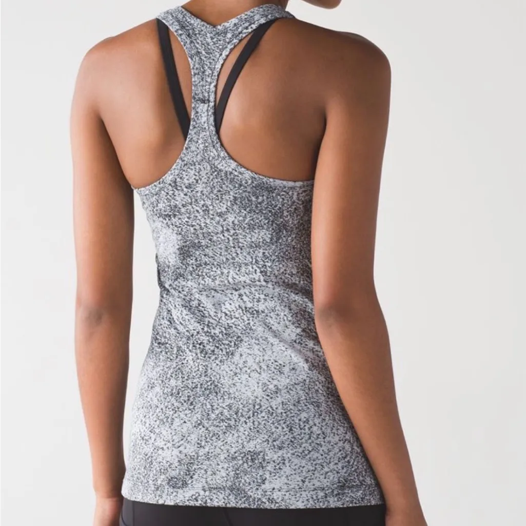 Lululemon Cool Racerback II Luon Spray Jacquard White Black Size 10 - Image 3