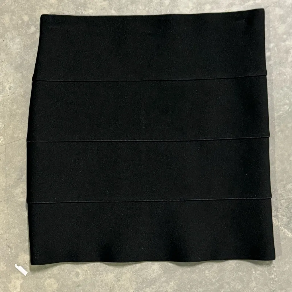 Pleasure Doing Business Black Bandage Bodycon Mini Skirt Rubber Stretch Clubwear - Image 2