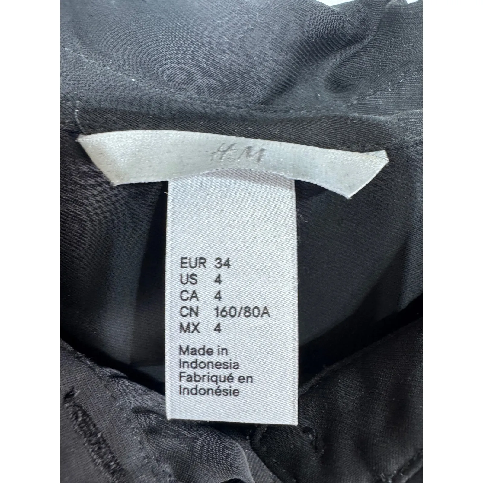 H M Black Long Sleeve Collared Button Up Shirt Women Size 4 - Image 3